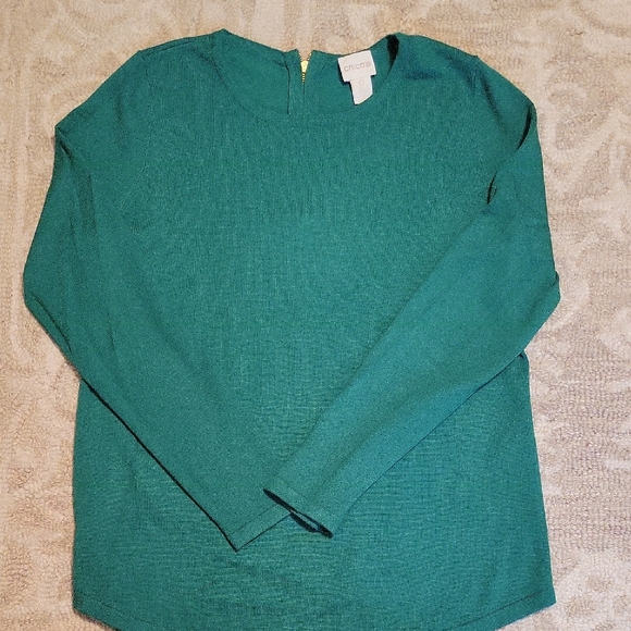 Chico's Emerald Green Long Sleeve Sweater - Picture 1 of 6